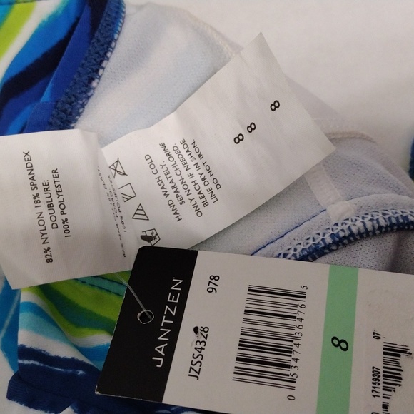 NWT Jantzen 2 Piece Set Swimwear Tiered Striped Tankini Top & Bikini Botom US 8 - Picture 15 of 17